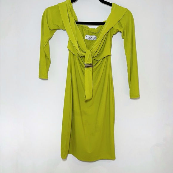 Club L London Lime Green Bardot Halter Neck Cut Out - Picture 2 of 4